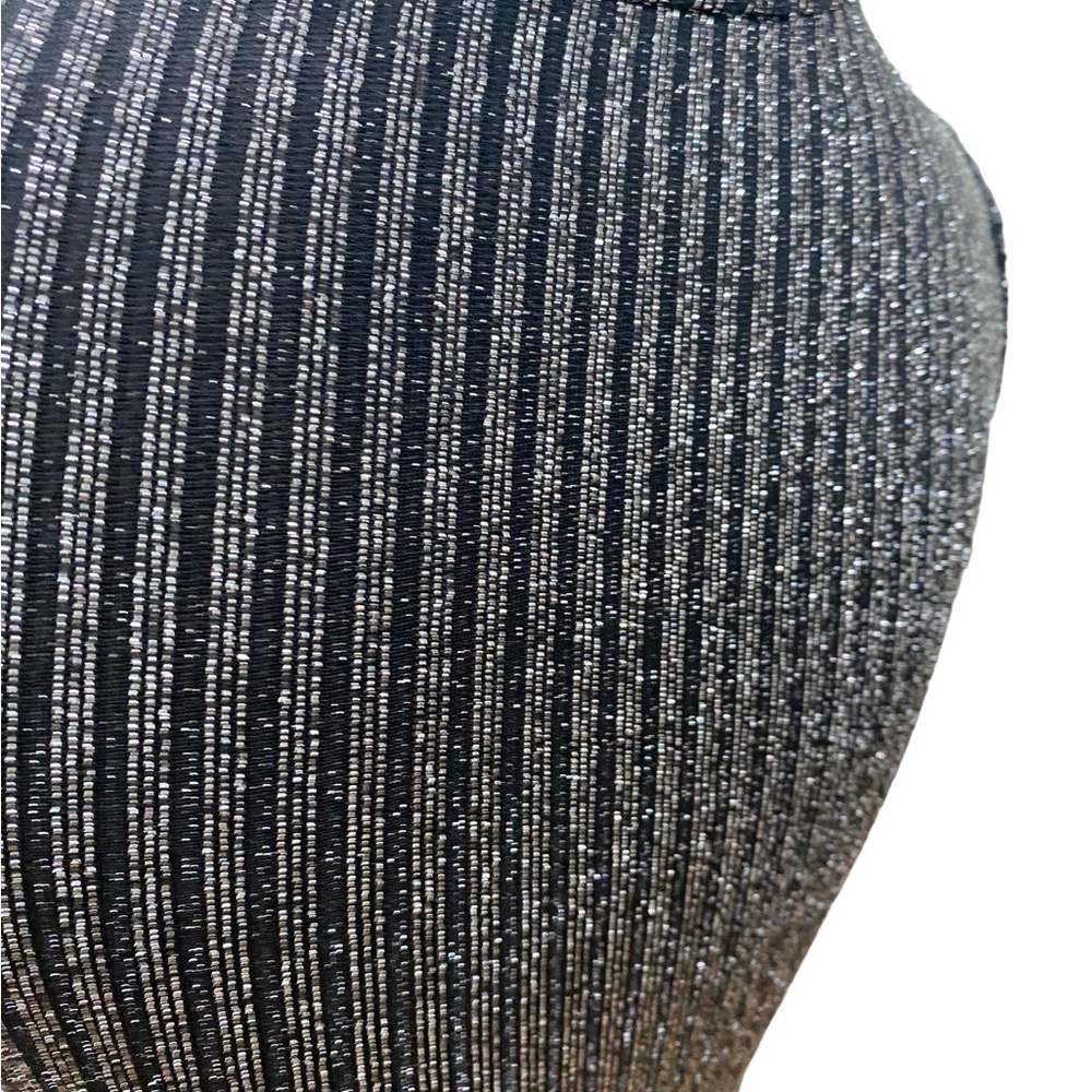 Lurex Glitter Fabric Mock Neck Corset Tee - Picture 3 of 3
